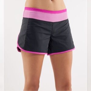 Lululemon Purple Black Turbo Run Shorts, size 4